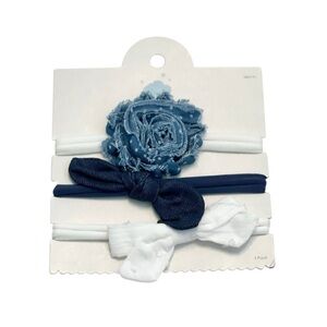 NWT Blue and White Cloud Island Infant Baby Girl Headband Set
